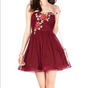 B Darlin Embroidered Floral Homecoming Dress